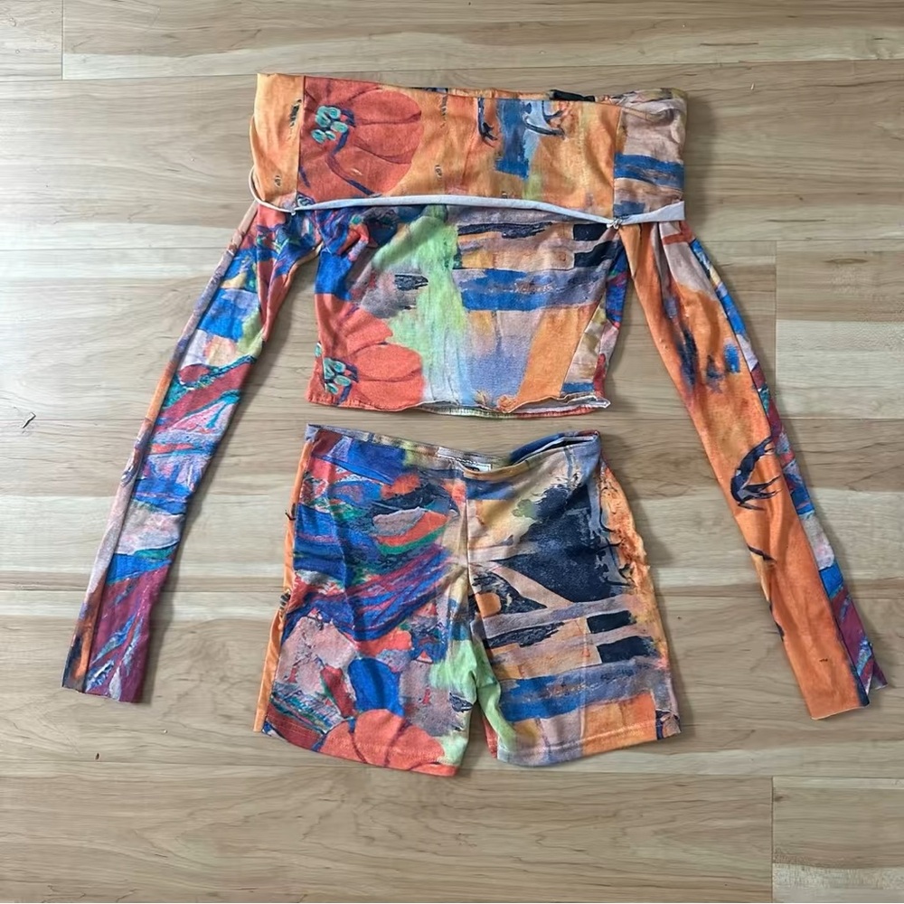 Colorful Off-Shoulder Two-Piece Set - Picture 6 of 6